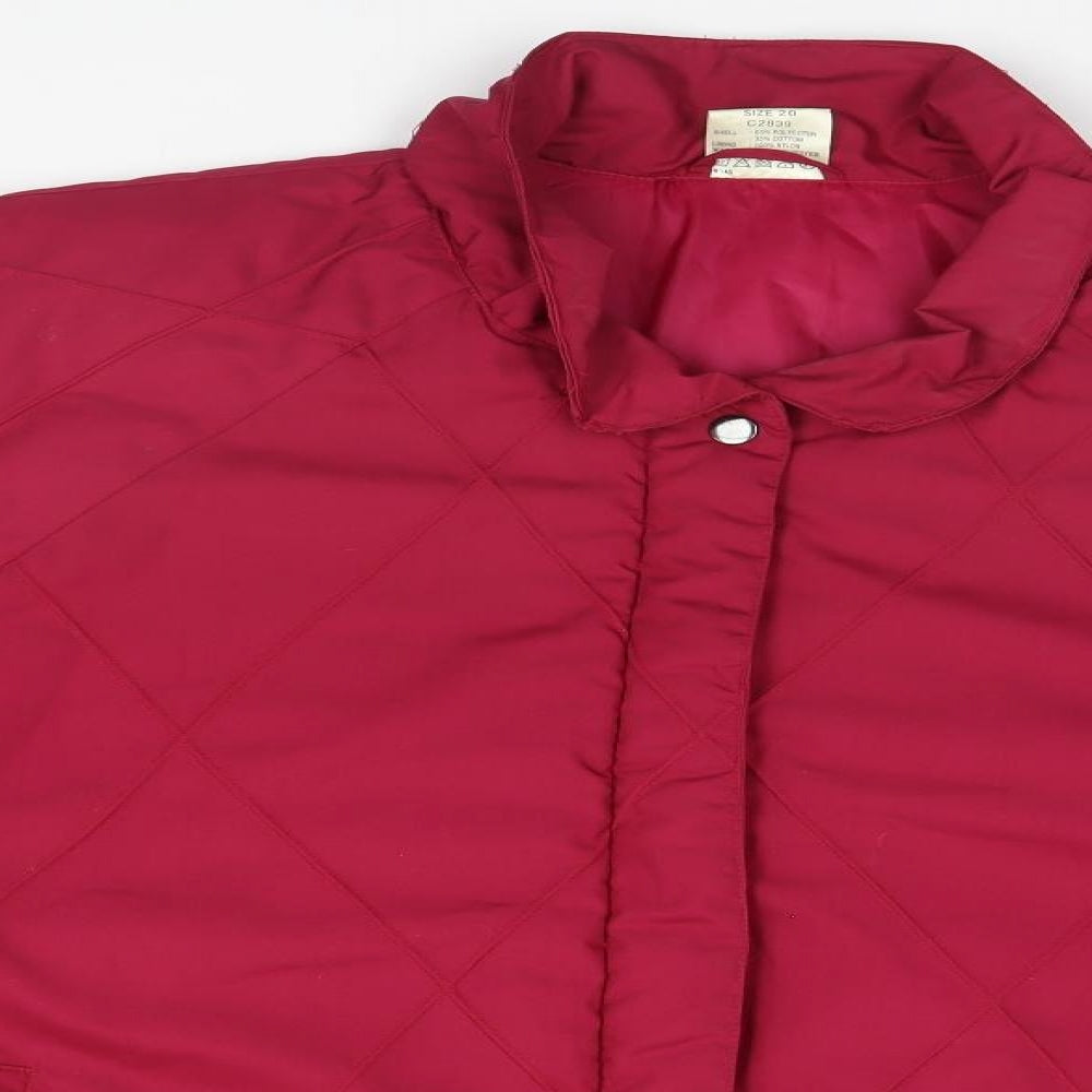Classic Woman Womens Pink Argyle/Diamond  Parka Coat Size 20