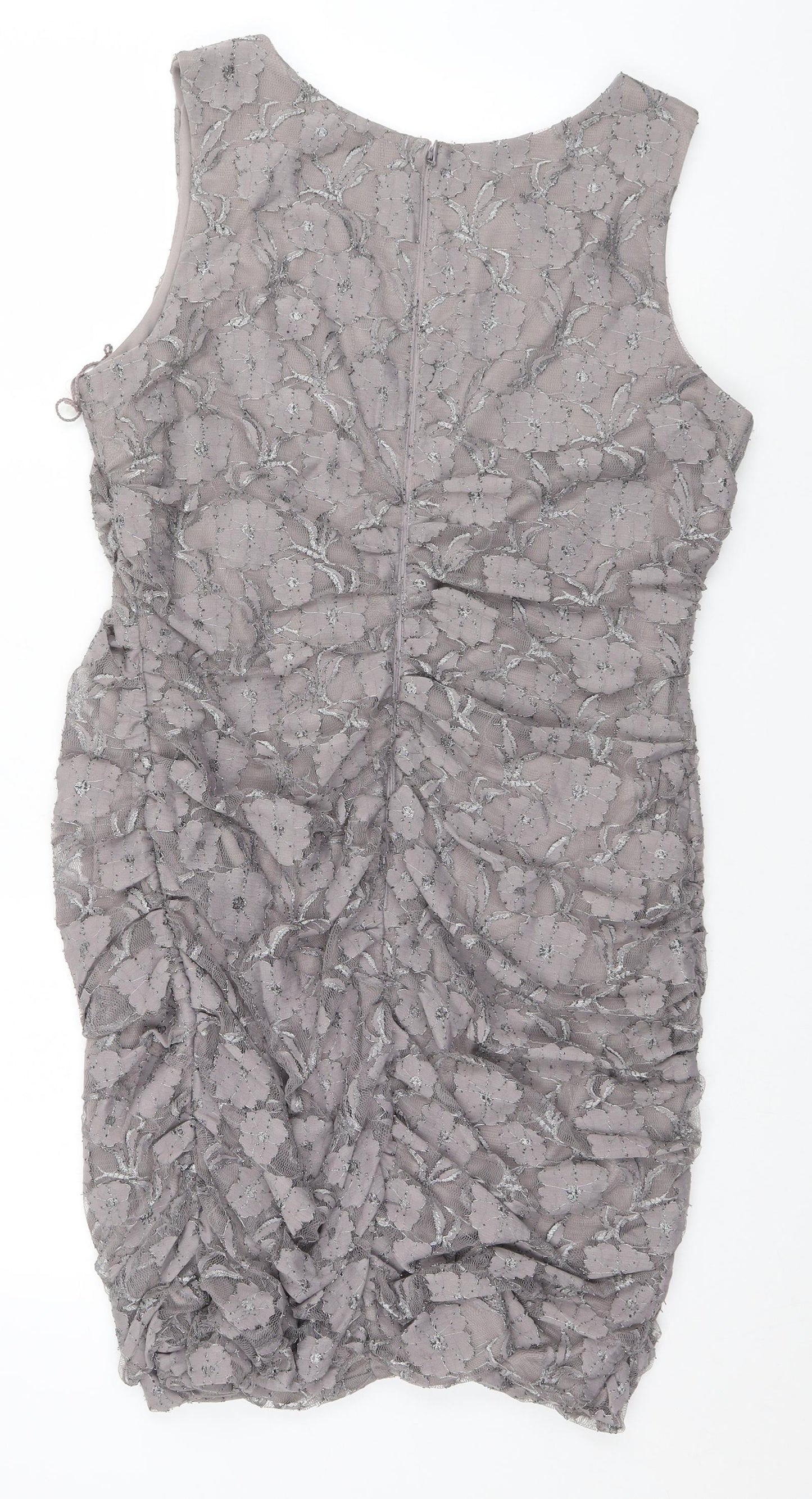 Scarlet Nite Womens Silver Floral  Pencil Dress  Size 14