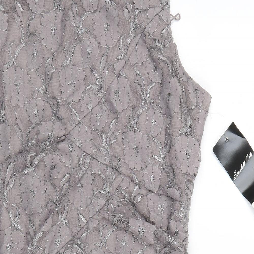 Scarlet Nite Womens Silver Floral  Pencil Dress  Size 14