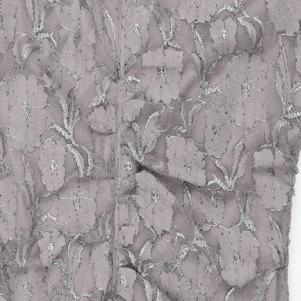 Scarlet Nite Womens Silver Floral  Pencil Dress  Size 14