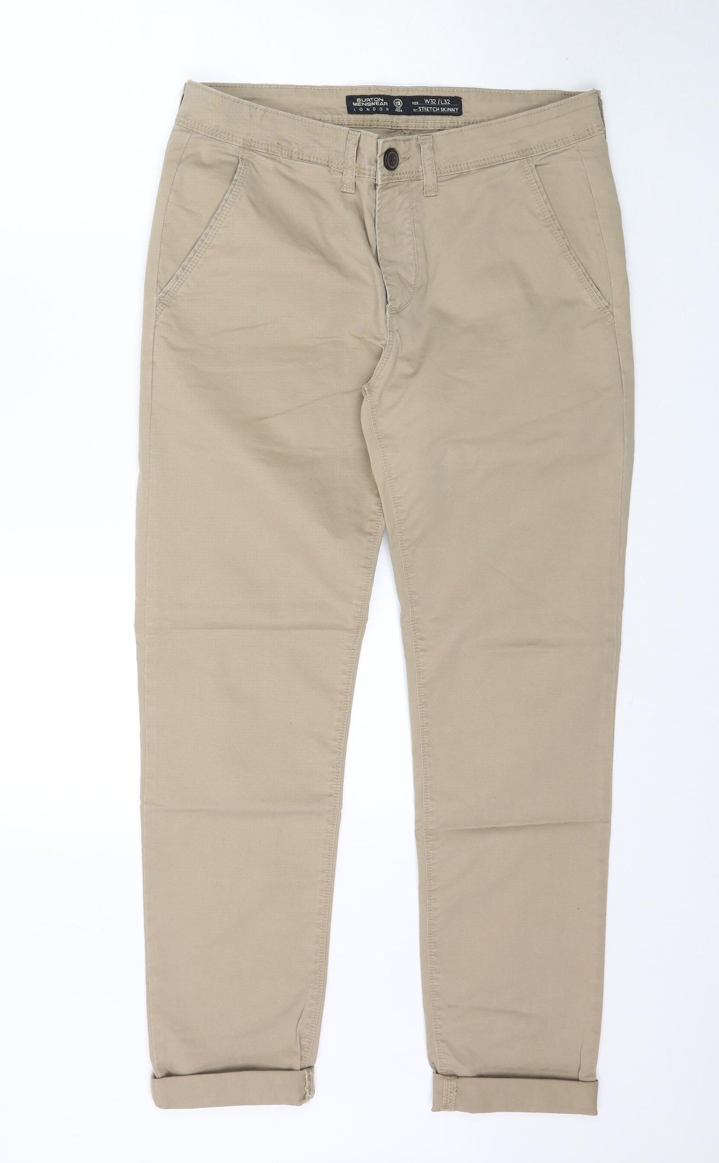Burton Mens Beige  Denim Skinny Jeans Size 32 in L32 in