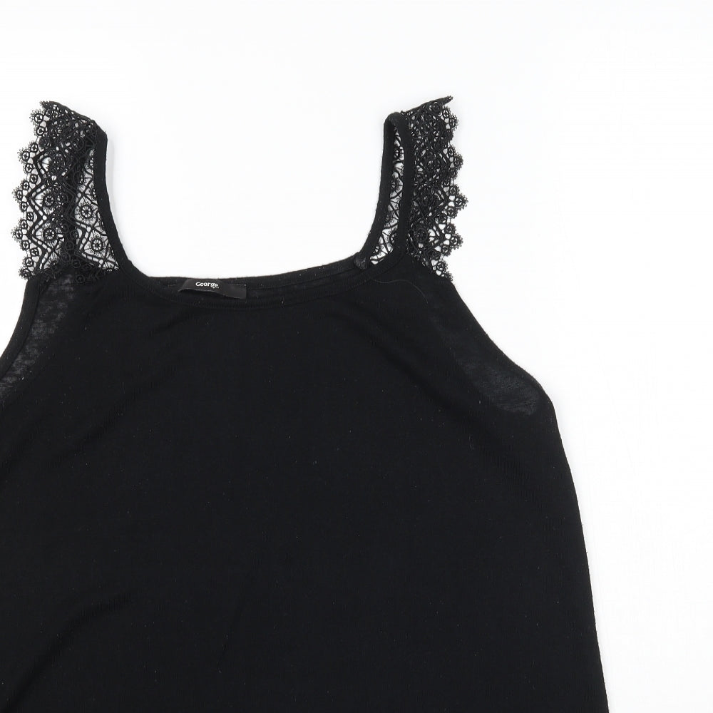 George Womens Black   Basic Tank Size 14  - Lace detail
