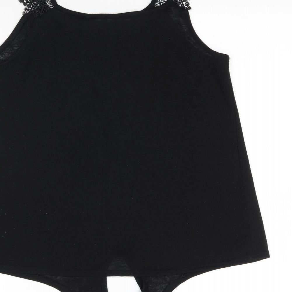 George Womens Black   Basic Tank Size 14  - Lace detail