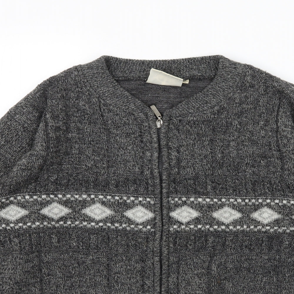 Heritage Outfitters Mens Grey  Knit Full Zip Jumper Size L