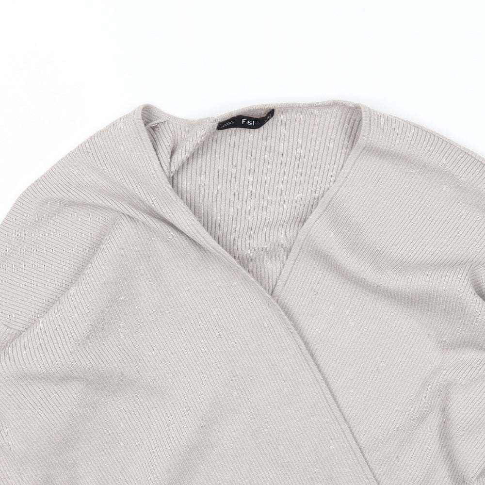 F&F Womens Grey   Wrap Blouse Size 16
