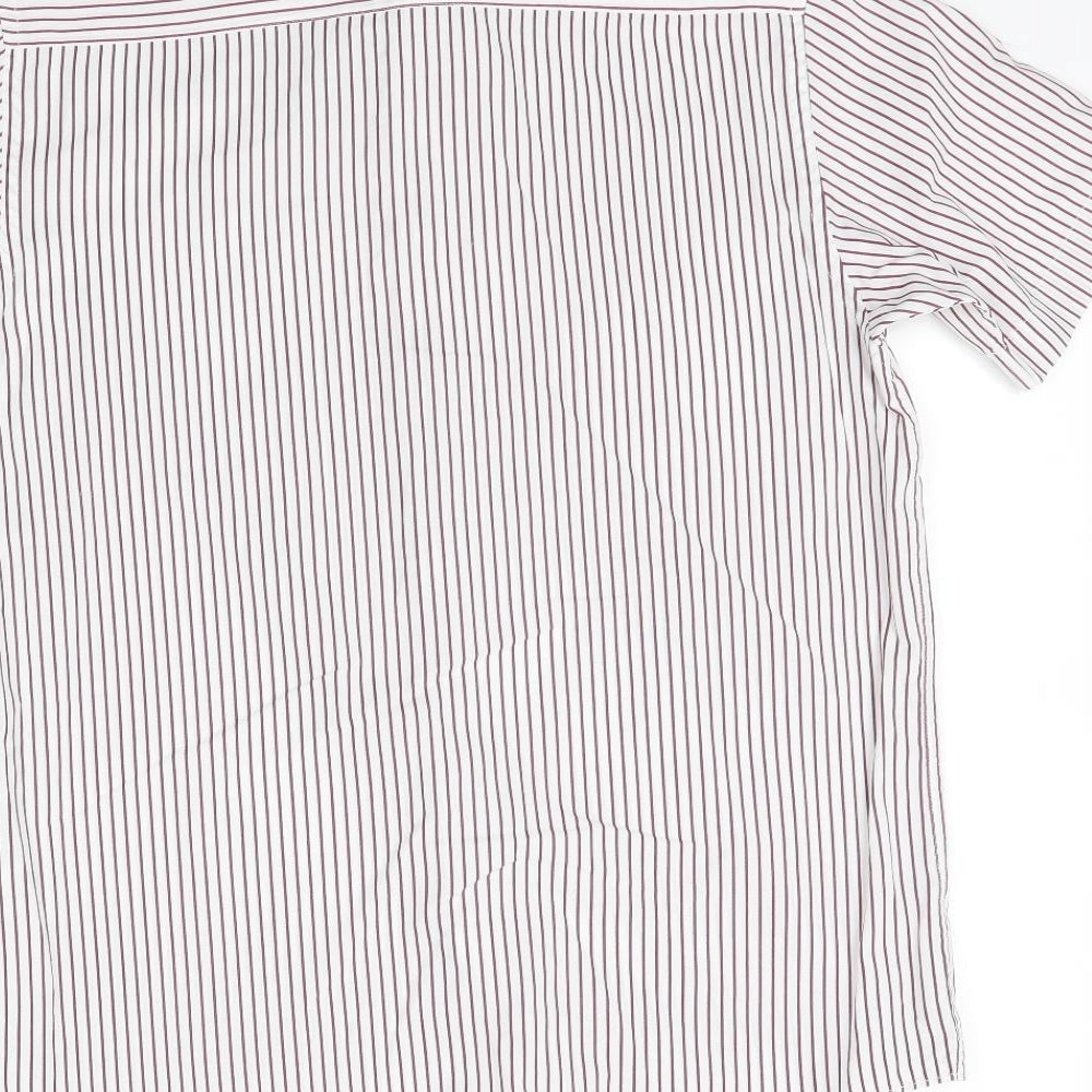 TU Mens White Striped   Button-Up Size 14.5