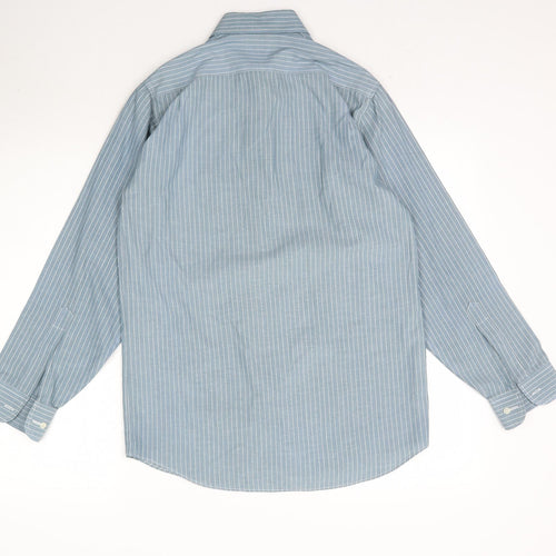 Debenhams Mens Blue Striped   Button-Up Size 14.5