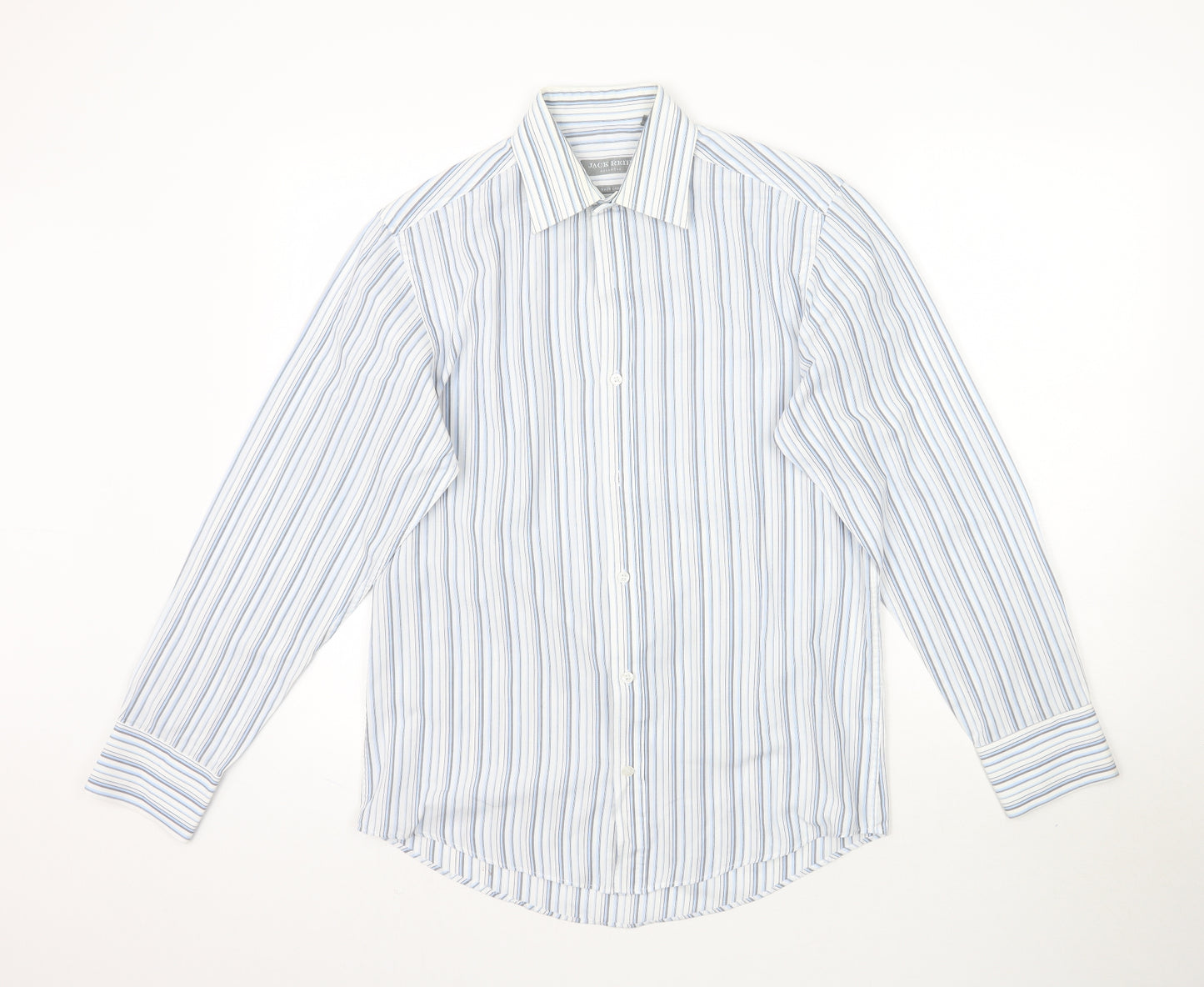 Jack Reid Mens Blue Striped   Dress Shirt Size 14.5