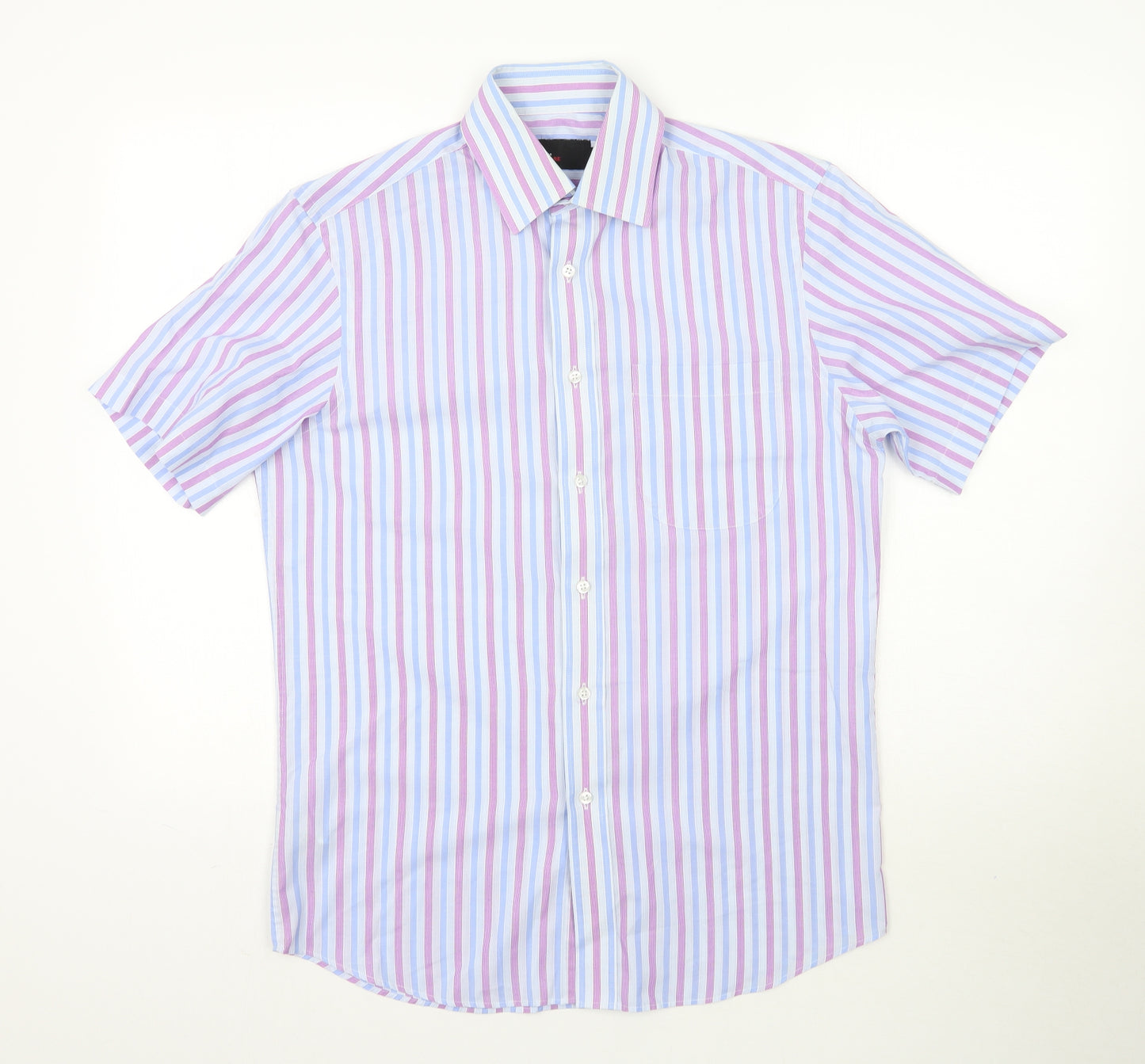 Marks and Spencer Mens Purple Striped   Button-Up Size 14.5