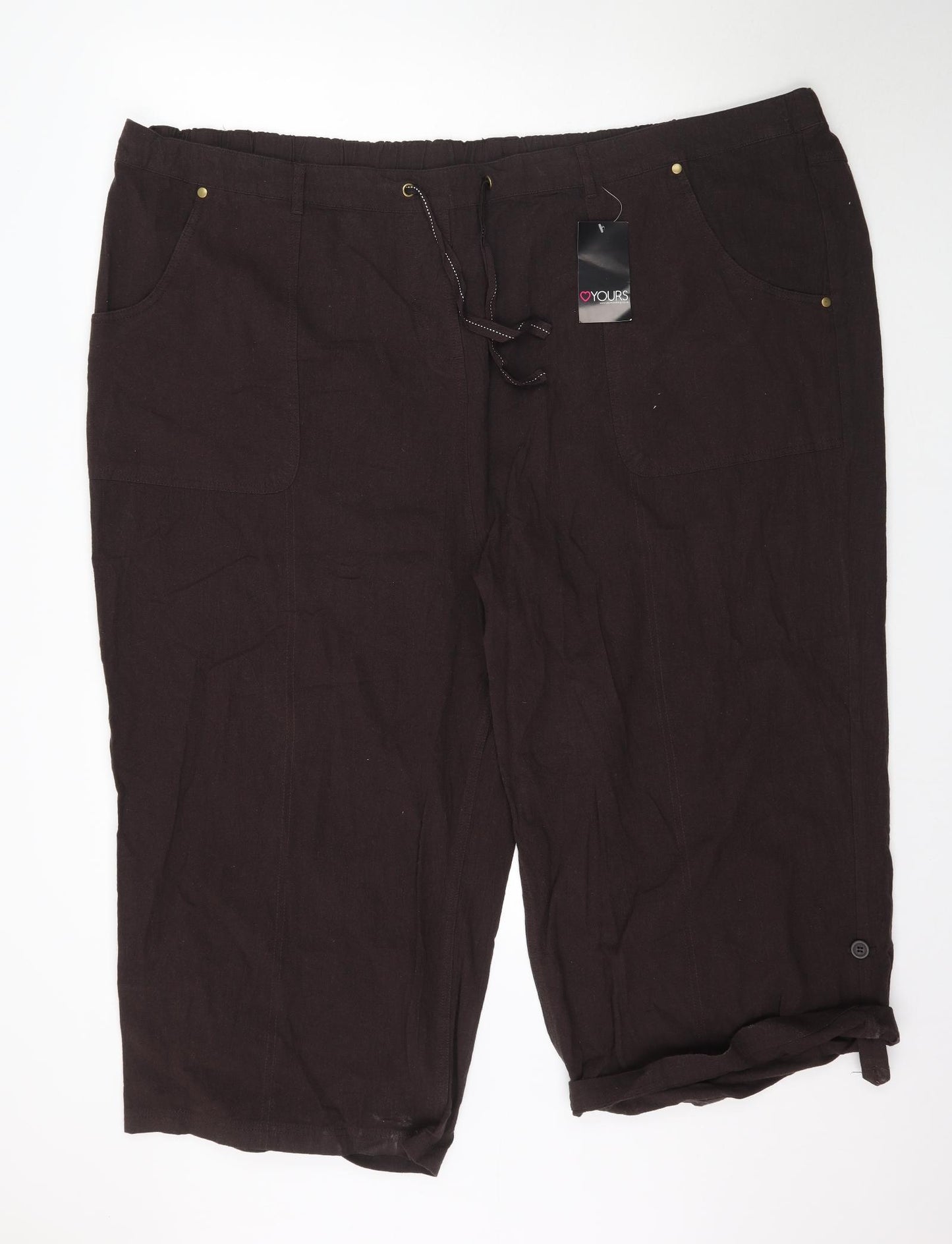Yours Womens Brown   Capri Trousers Size 30 L24 in