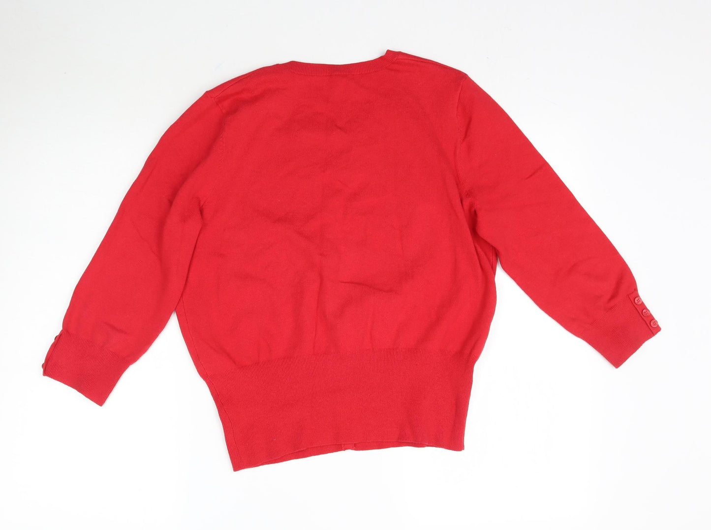 Debenhams Womens Red  Knit Cardigan Jumper Size 14