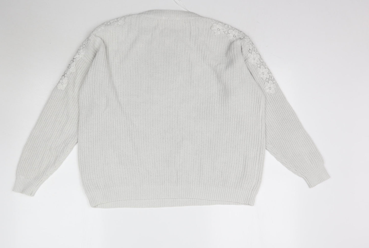 TU Womens Grey  Knit Pullover Jumper Size 14  - Lace detail