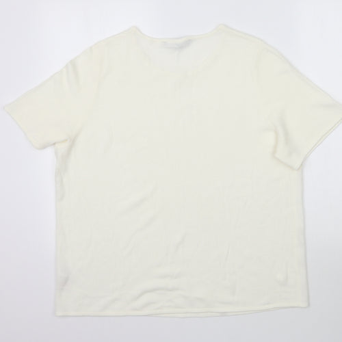 Love Knitwear Womens Ivory  Knit Basic T-Shirt Size 22