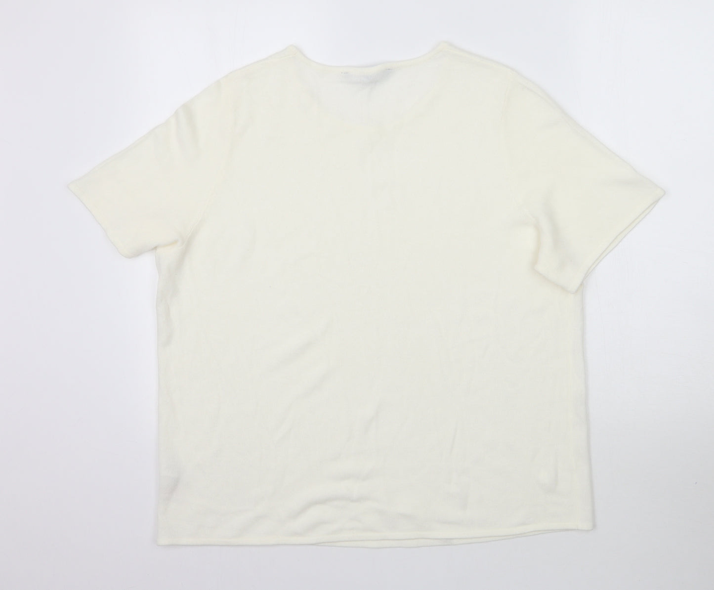 Love Knitwear Womens Ivory  Knit Basic T-Shirt Size 22