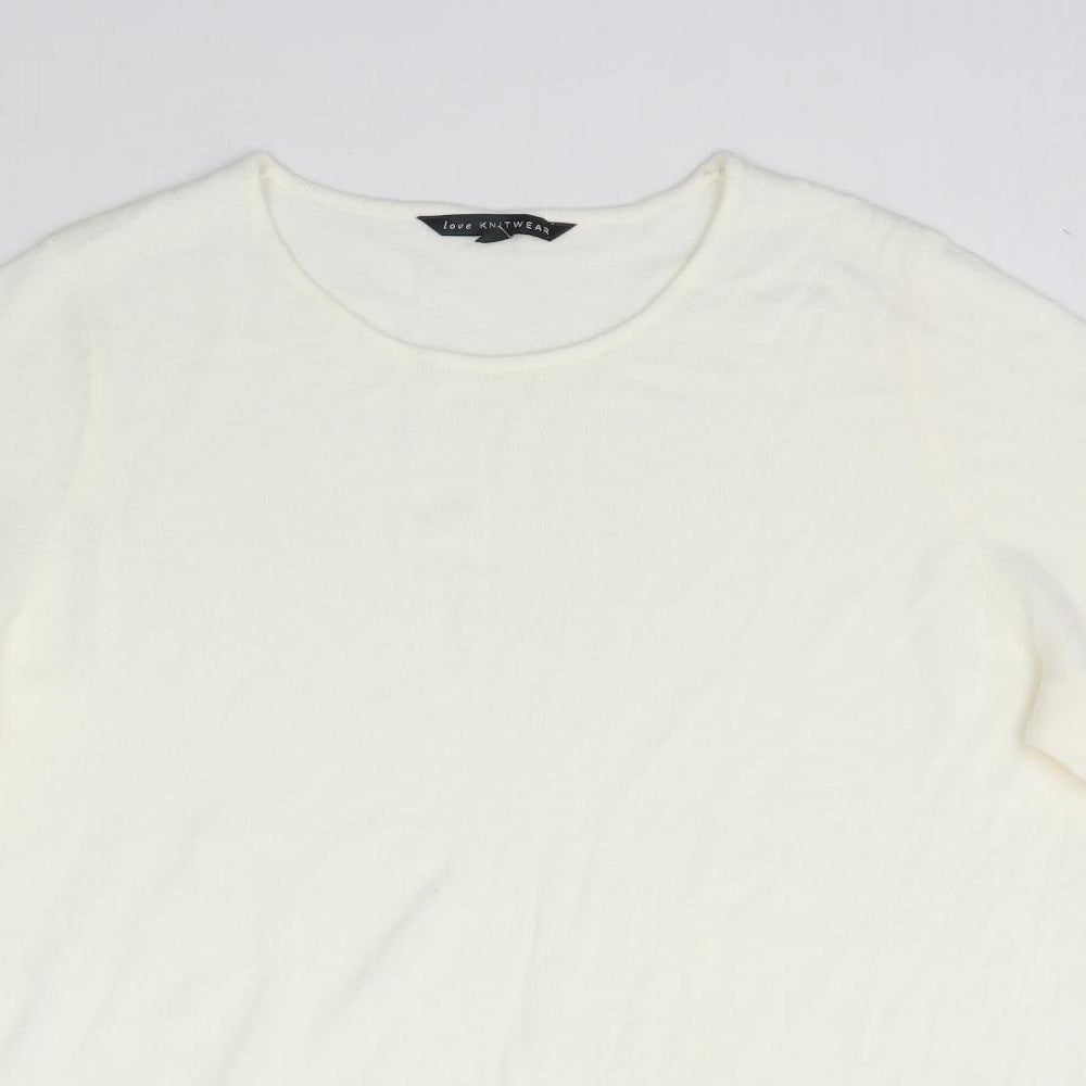 Love Knitwear Womens Ivory  Knit Basic T-Shirt Size 22