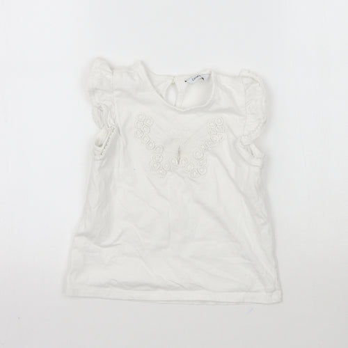 George Girls White   Basic Tank Size 3-4 Years  - Butterfly