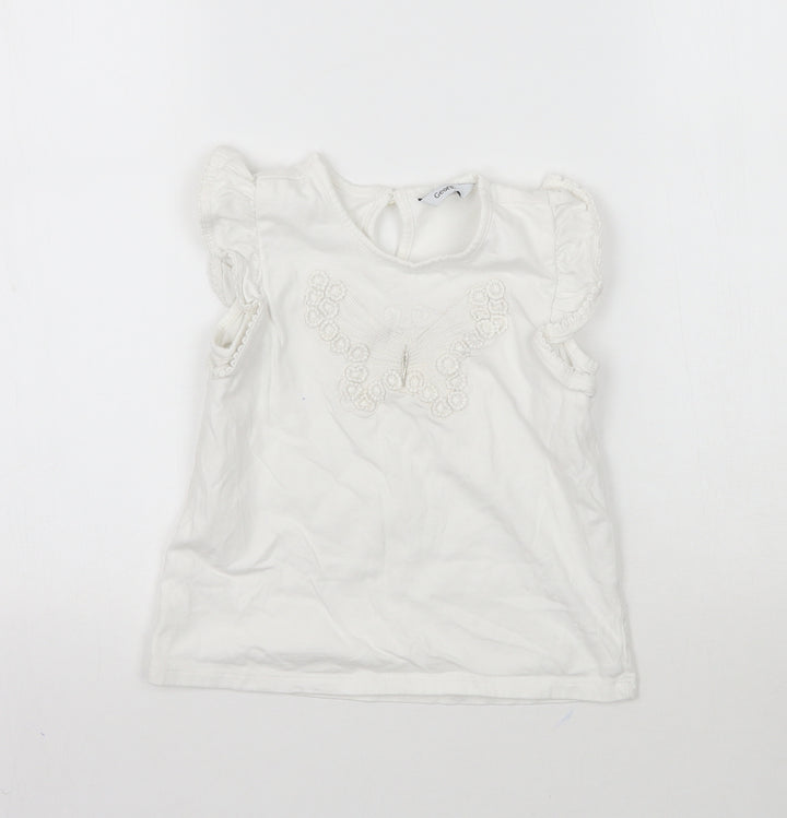 George Girls White Basic Tank Size 3-4 Years - Butterfly