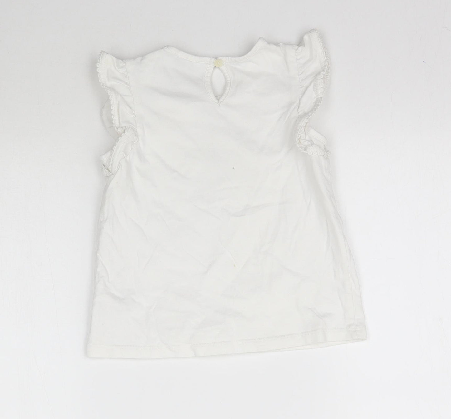 George Girls White   Basic Tank Size 3-4 Years  - Butterfly