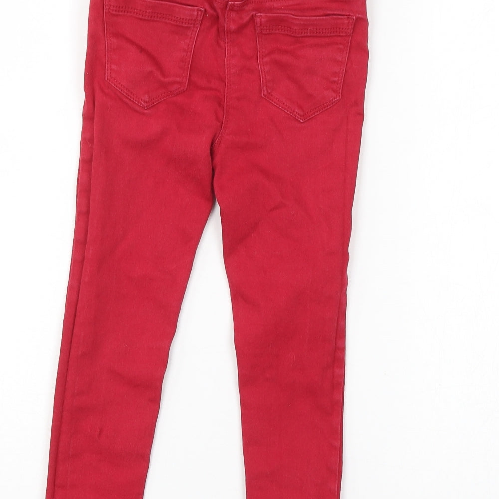 i love girlswear Girls Red  Denim Straight Jeans Size 4 Years