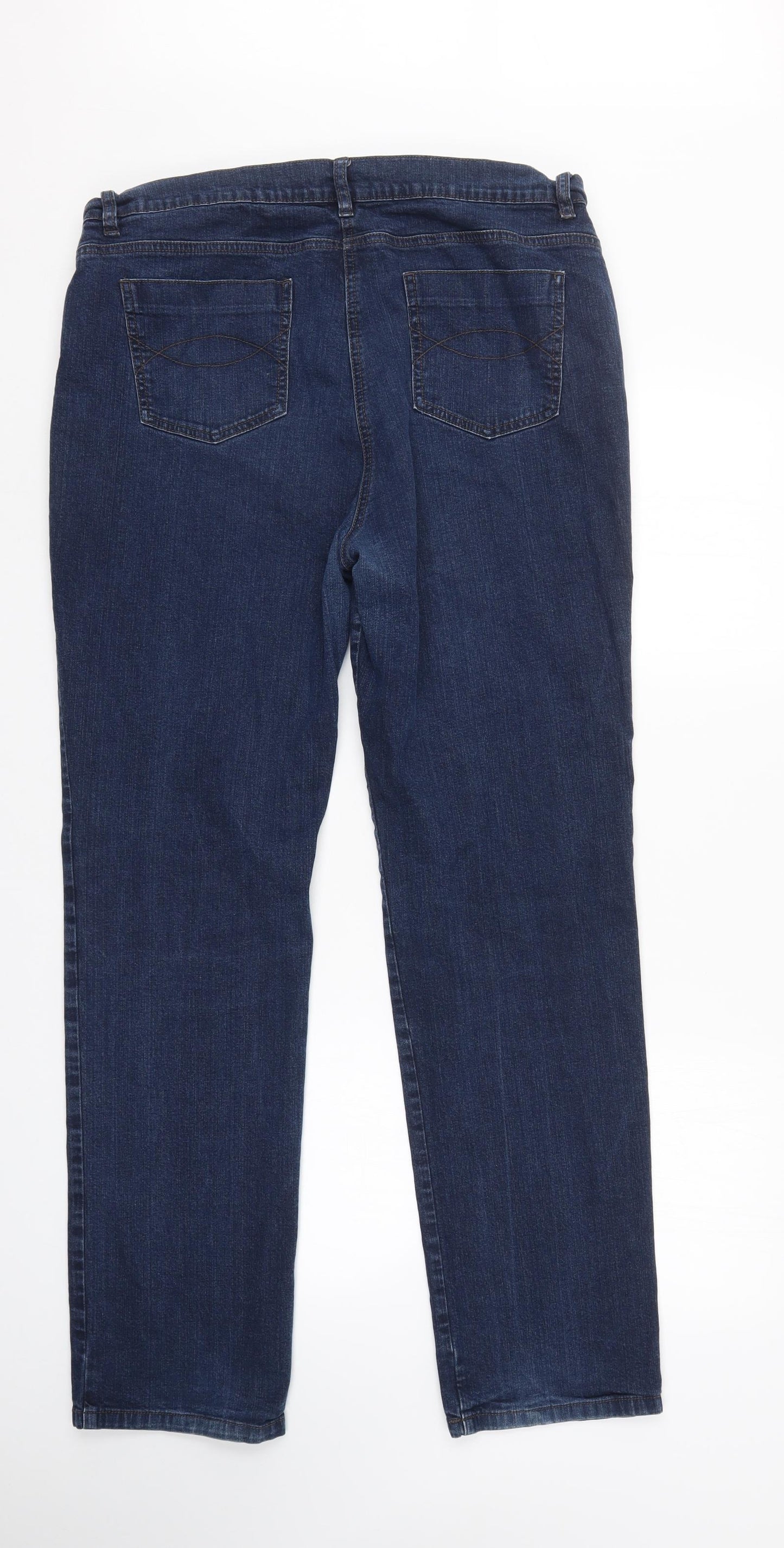Marks and Spencer Womens Blue  Denim Straight Jeans Size 18 L32 in