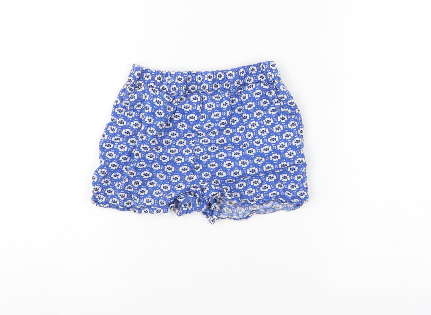 TU Girls Blue Floral  Sweat Shorts Size 4-5 Years