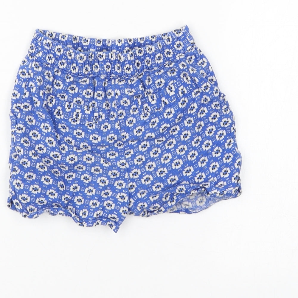 TU Girls Blue Floral  Sweat Shorts Size 4-5 Years