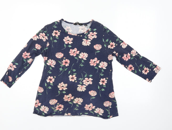 Dorothy Perkins Womens Blue Floral Basic Blouse Size 14
