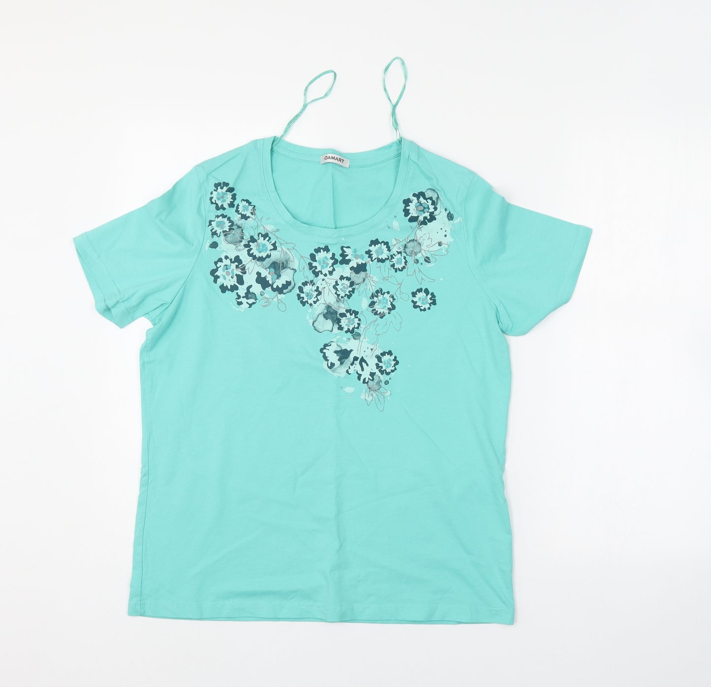 Damart Womens Green Floral  Basic T-Shirt Size 14