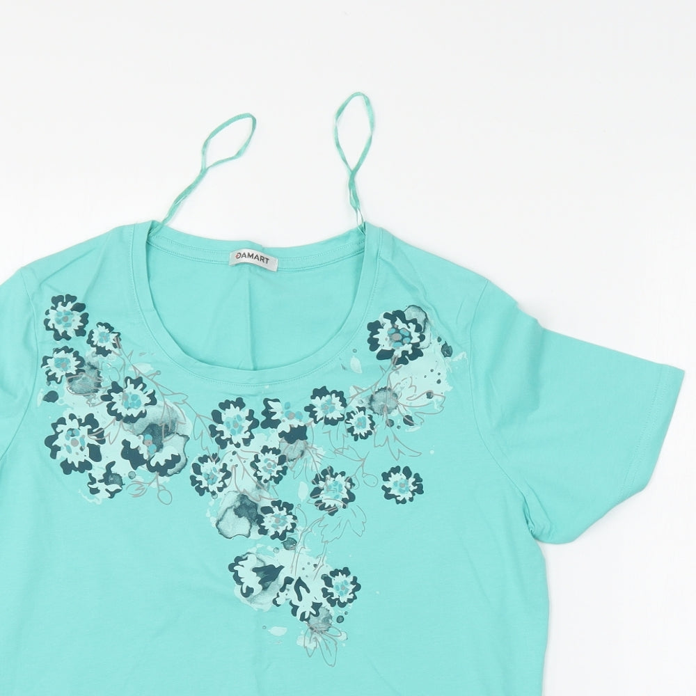 Damart Womens Green Floral  Basic T-Shirt Size 14
