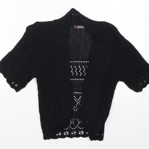 I Love Pulse Womens Black  Knit Cape Jumper Size S
