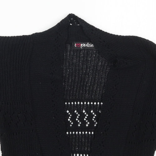 I Love Pulse Womens Black  Knit Cape Jumper Size S