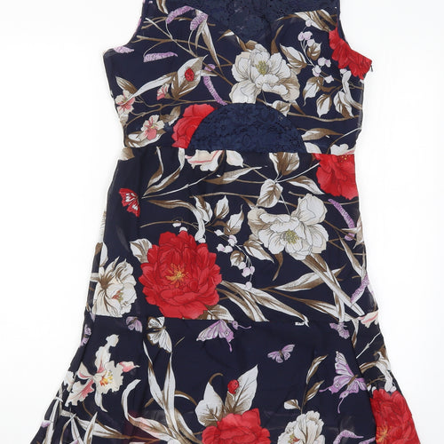 Sia Xin Womens Blue Floral  A-Line  Size L