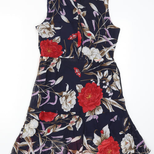 Sia Xin Womens Blue Floral  A-Line  Size L