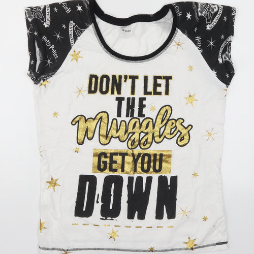 Preworn Womens White Solid  Top Pyjama Top Size 12  - Don't Let the Muggles get You Down
