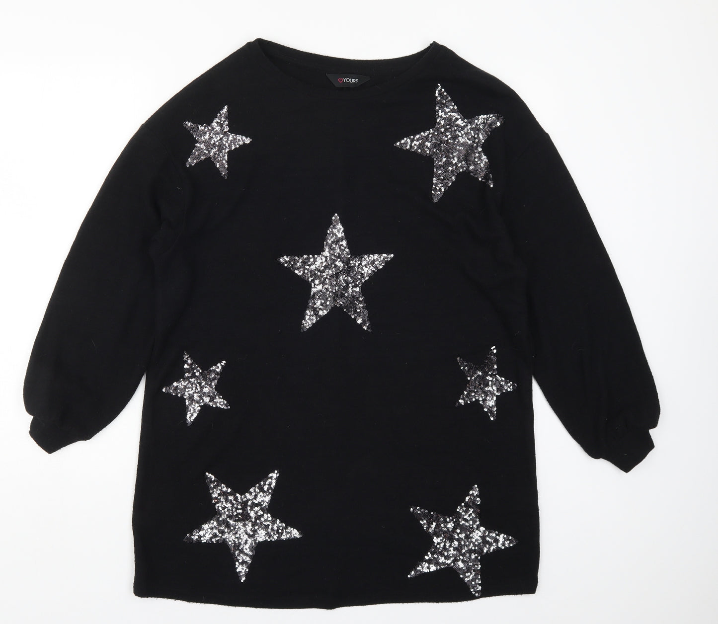 Yours Womens Black  Knit Pullover Jumper Size 16  - Stars