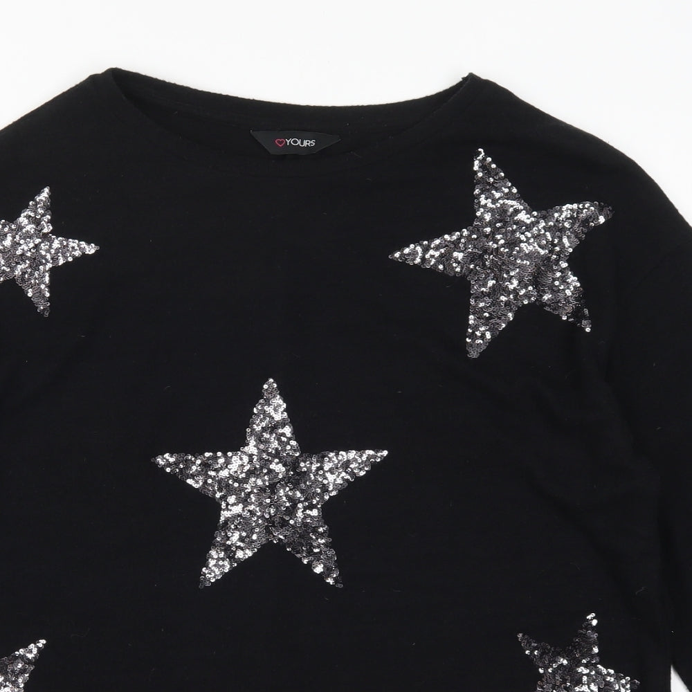 Yours Womens Black  Knit Pullover Jumper Size 16  - Stars