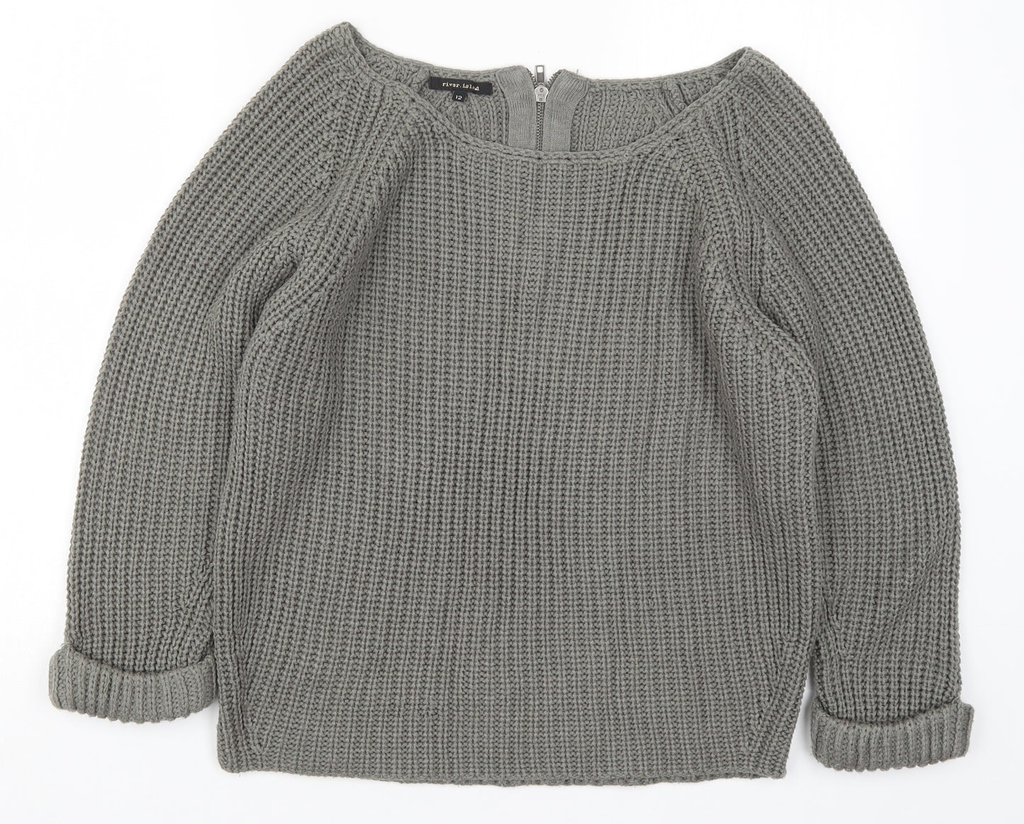 River Island Womens Grey  Knit Pullover Jumper Size 12