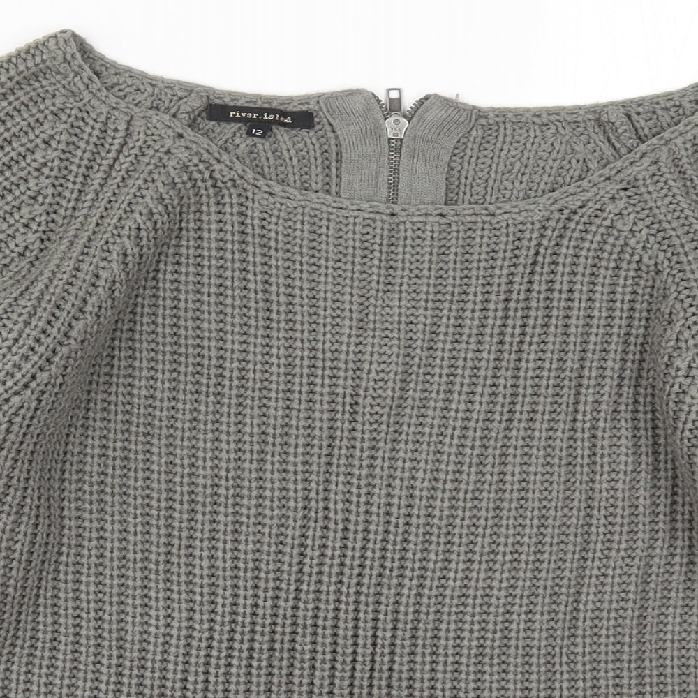River Island Womens Grey  Knit Pullover Jumper Size 12