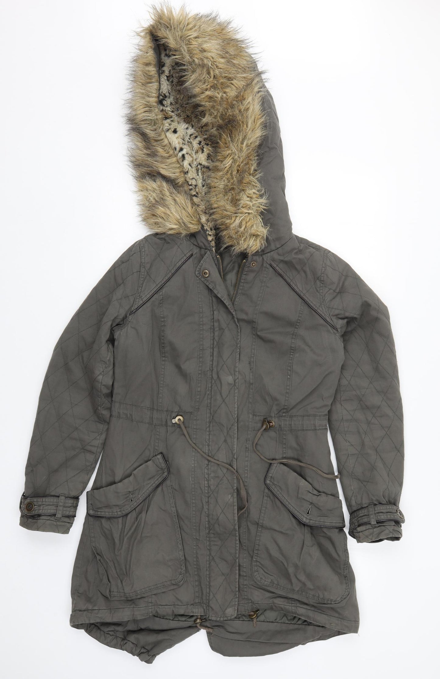 Miss Selfridge Womens Grey   Parka Coat Size 8