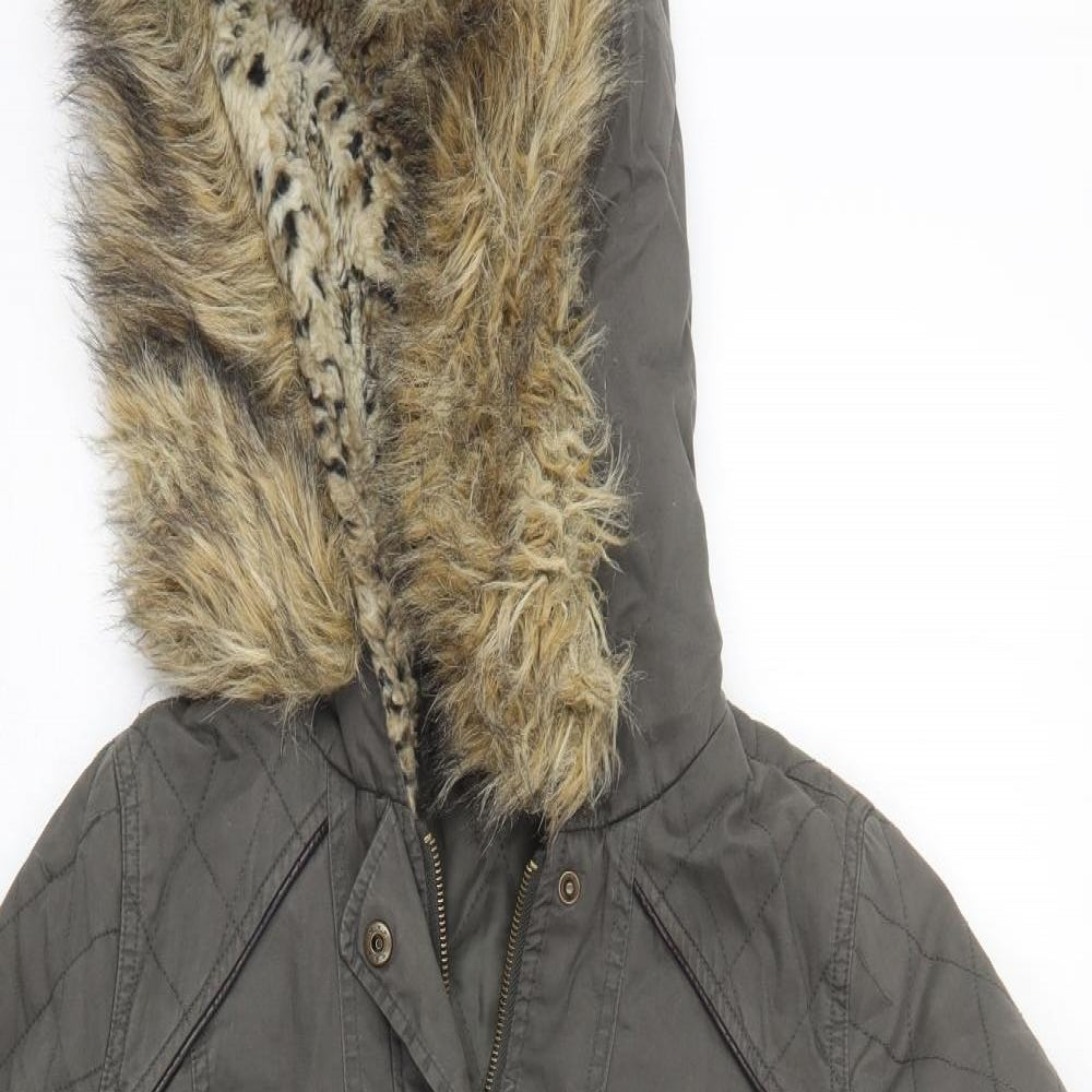 Miss Selfridge Womens Grey   Parka Coat Size 8