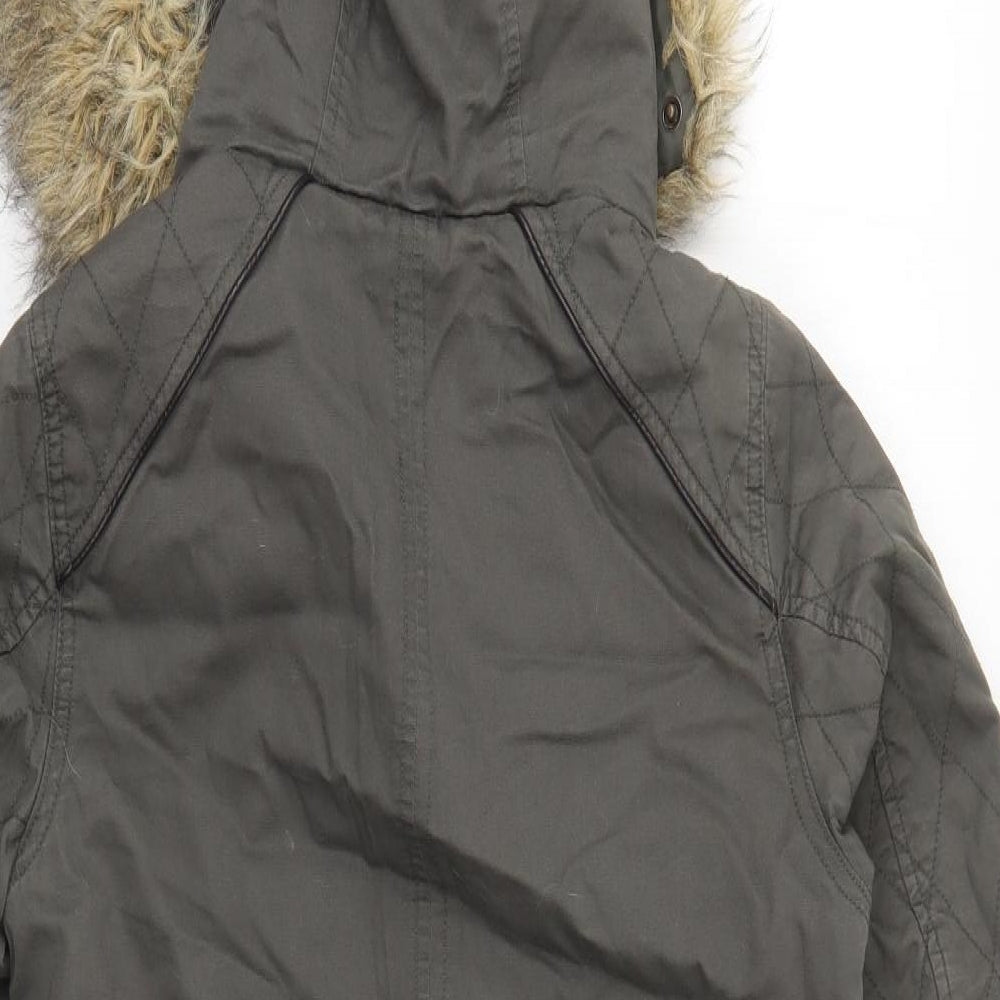Miss Selfridge Womens Grey   Parka Coat Size 8