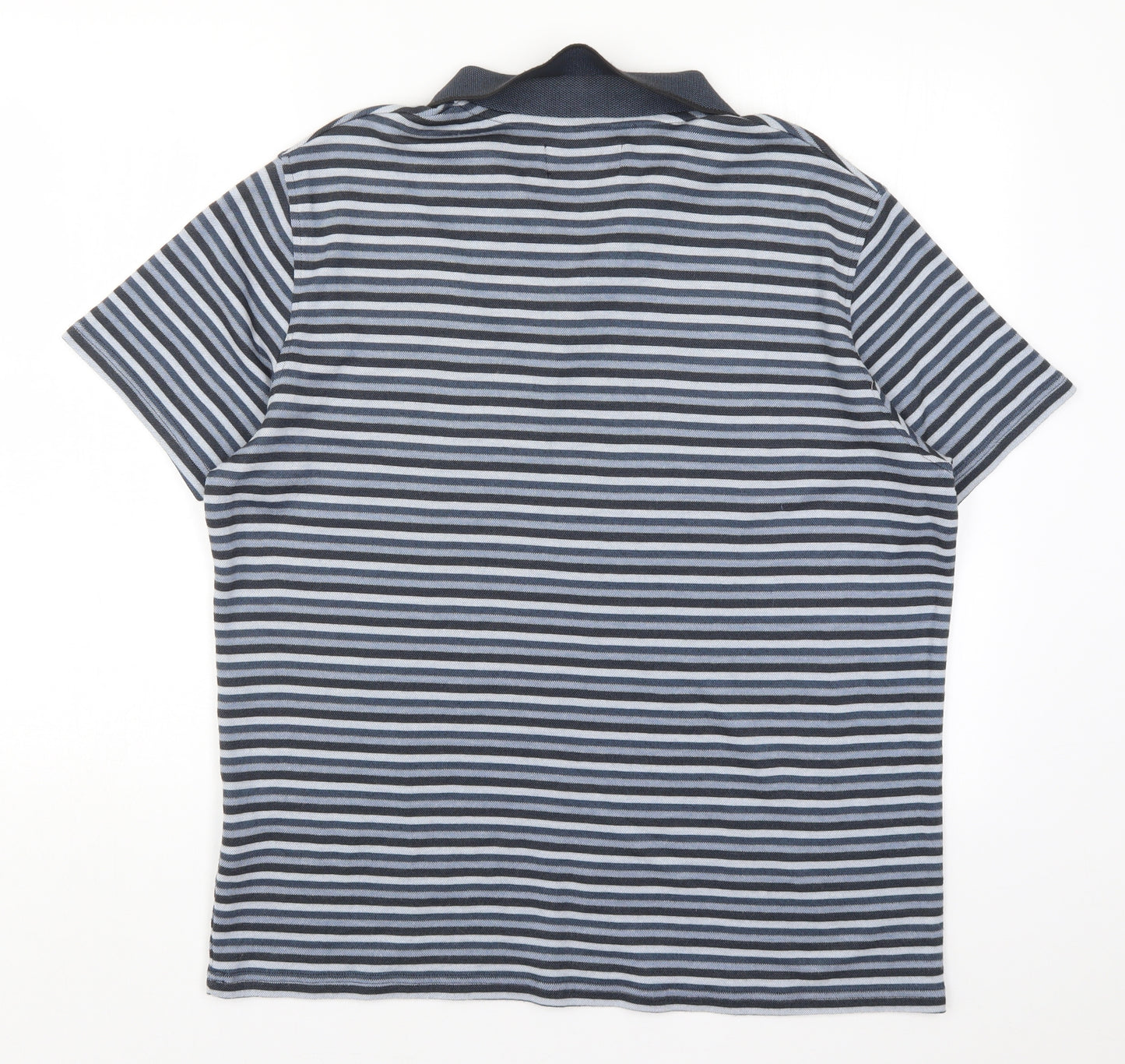 Atlantic Bay Mens Blue Striped   Polo Size M