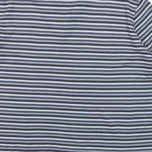 Atlantic Bay Mens Blue Striped   Polo Size M