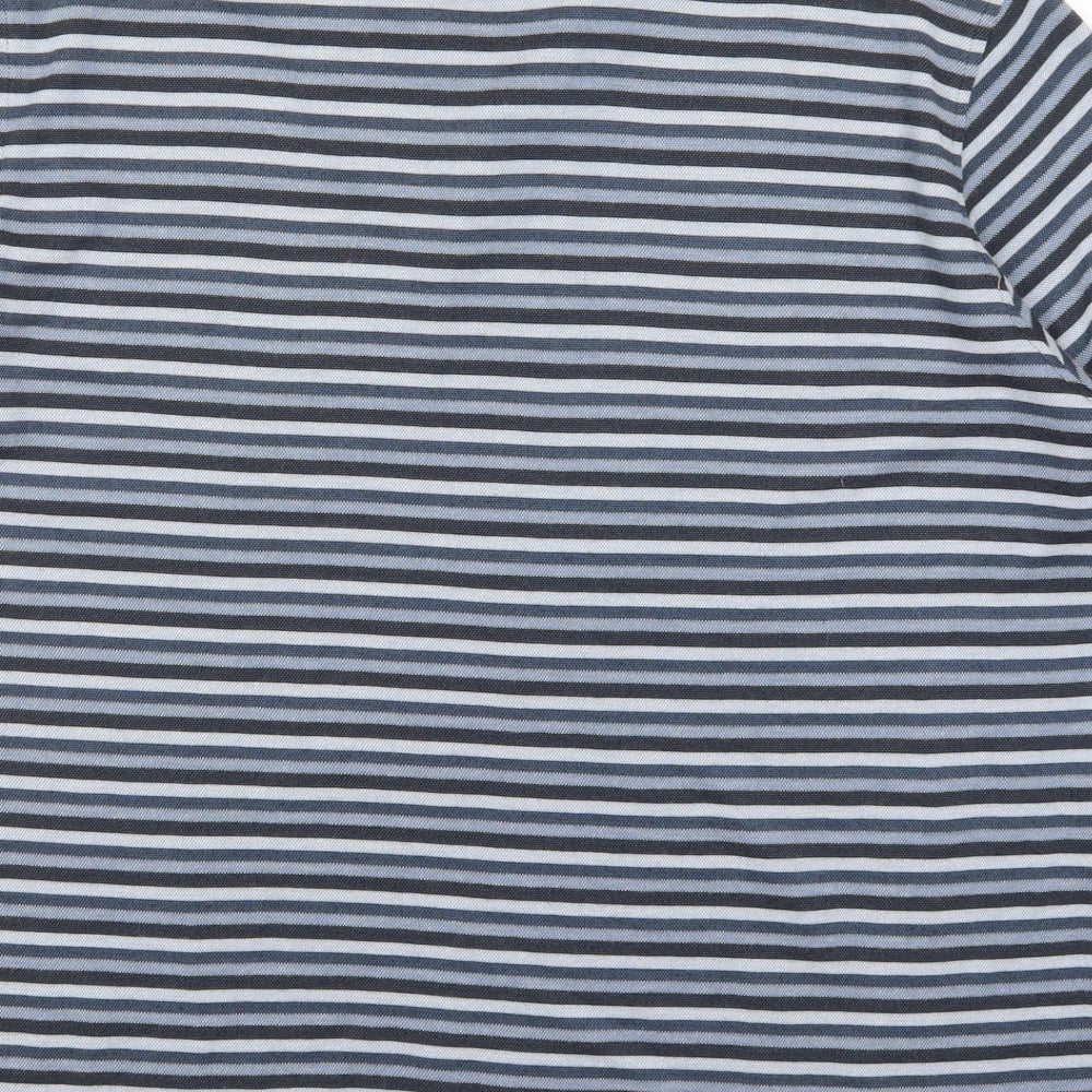 Atlantic Bay Mens Blue Striped   Polo Size M