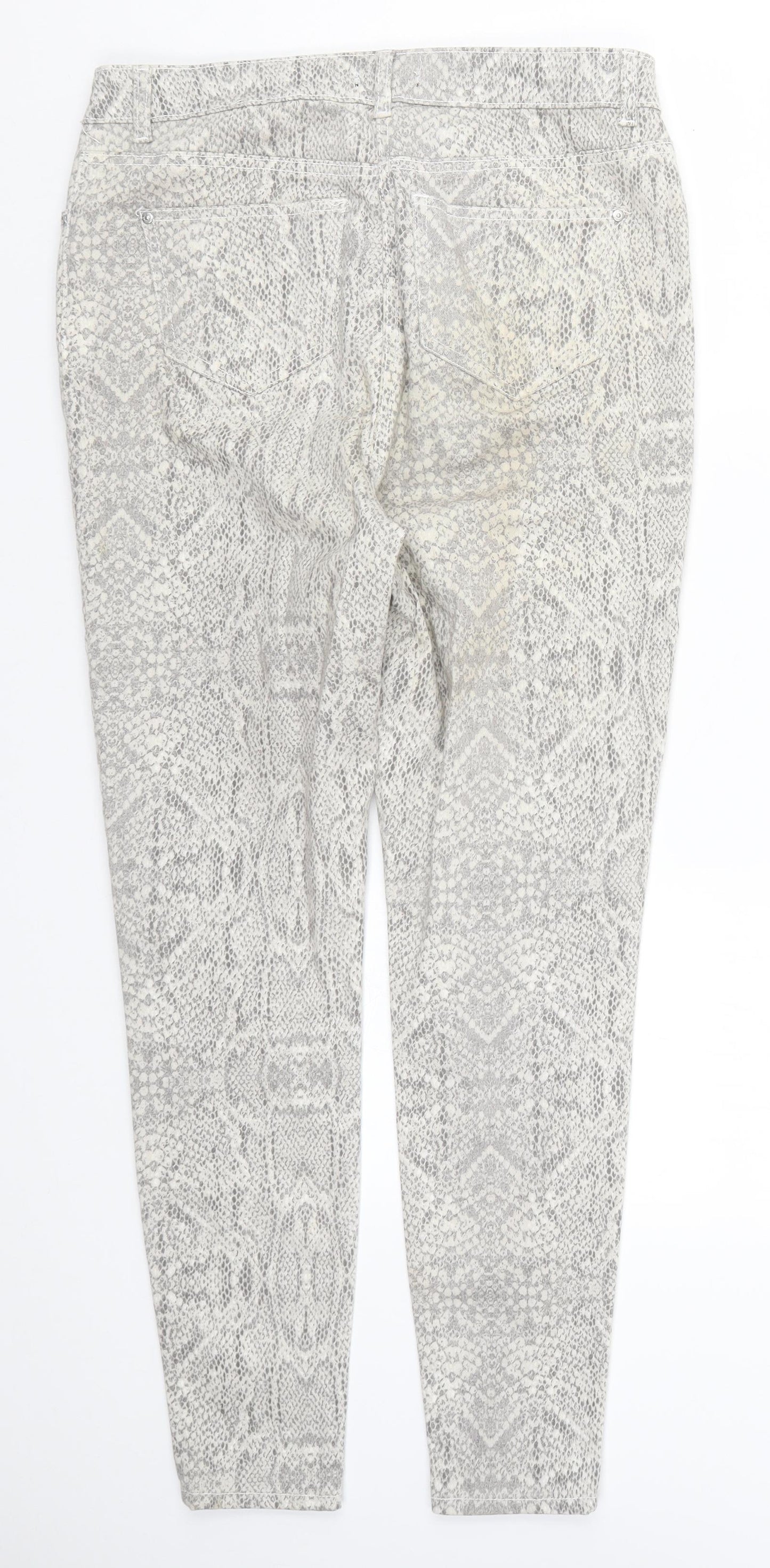 M-17 Womens Grey Animal Print Denim Skinny Jeans Size 14 L28 in