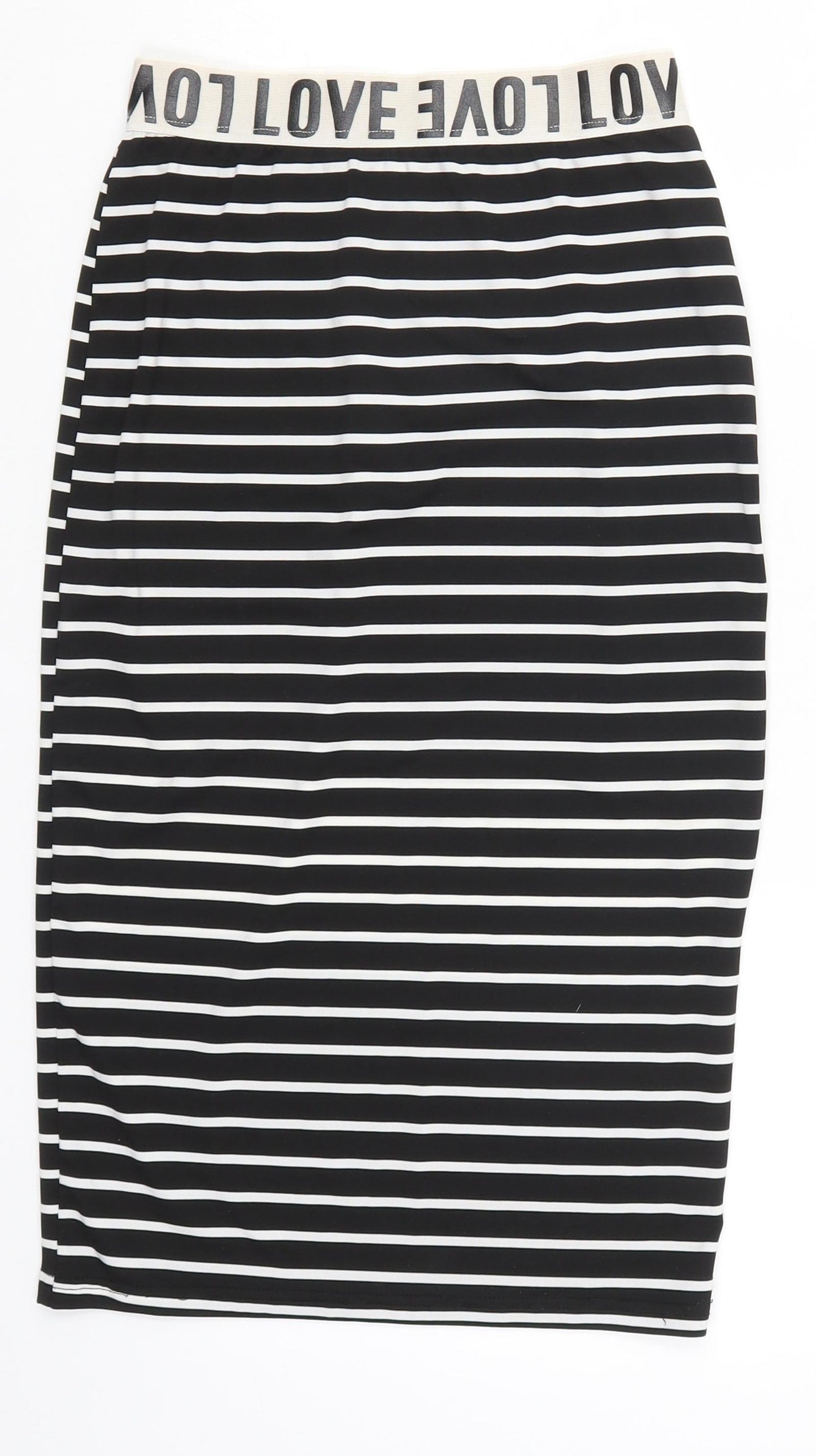 Preworn Womens Black Striped  Straight & Pencil Skirt Size 23 in  - Love Black and White