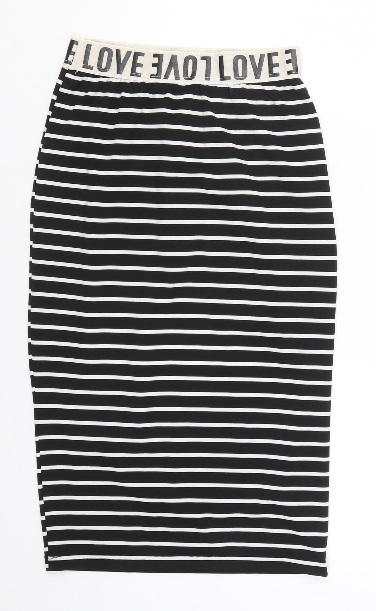 Preworn Womens Black Striped  Straight & Pencil Skirt Size 23 in  - Love Black and White