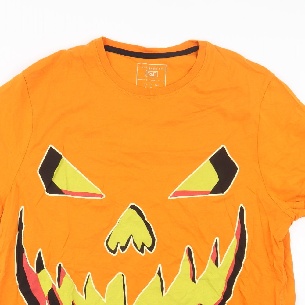 F&F Mens Orange    T-Shirt Size XL  - Halloween