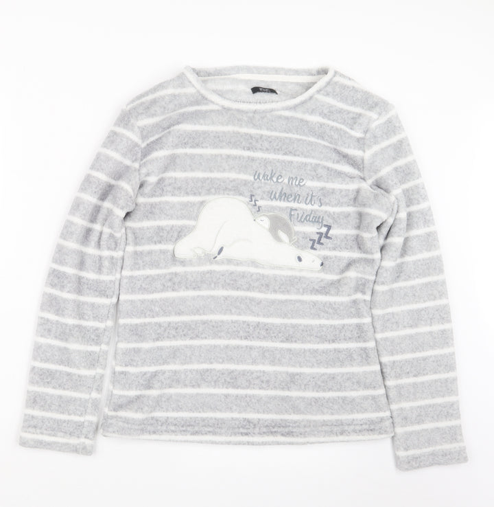 F&F Womens Grey Striped Top Pyjama Top Size 8