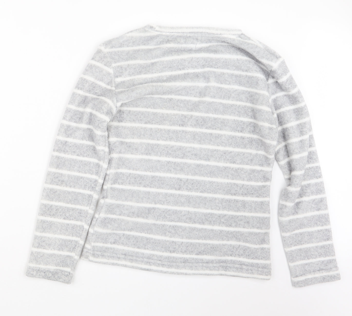 F&F Womens Grey Striped  Top Pyjama Top Size 8